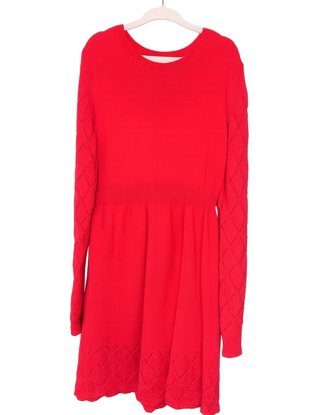 Cat & Jack Red Knit Long Sleeve Fit & Flare Sweater Dress Girls Size 8